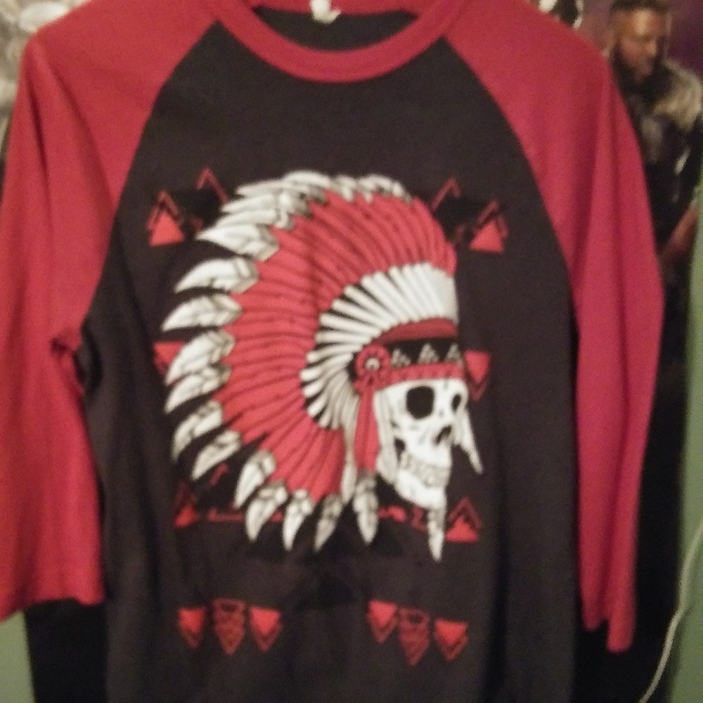 Grey and red mens t shirt